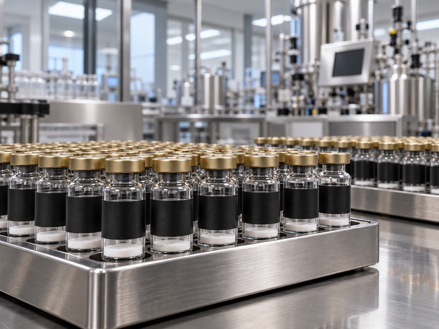 Illustration of a peptide production laboratory